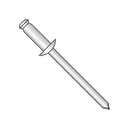 Newport Fasteners Blind Rivet, Dome Head, 5/32 in Dia., 0.362 in L, Aluminum Body, 6500 PK 461579